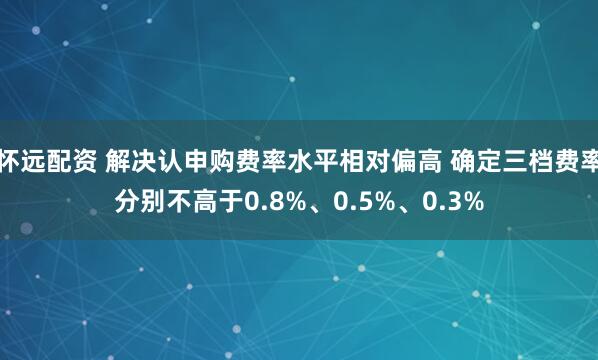 怀远配资 解决认申购费率水平相对偏高 确定三档费率分别不高于0.8%、0.5%、0.3%